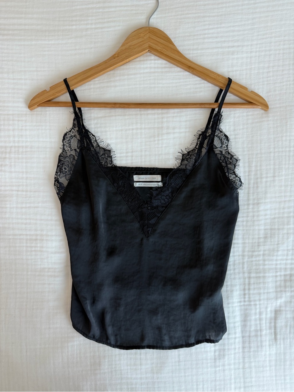 Urban Outfitters Black Lace-Trim Silk Cami